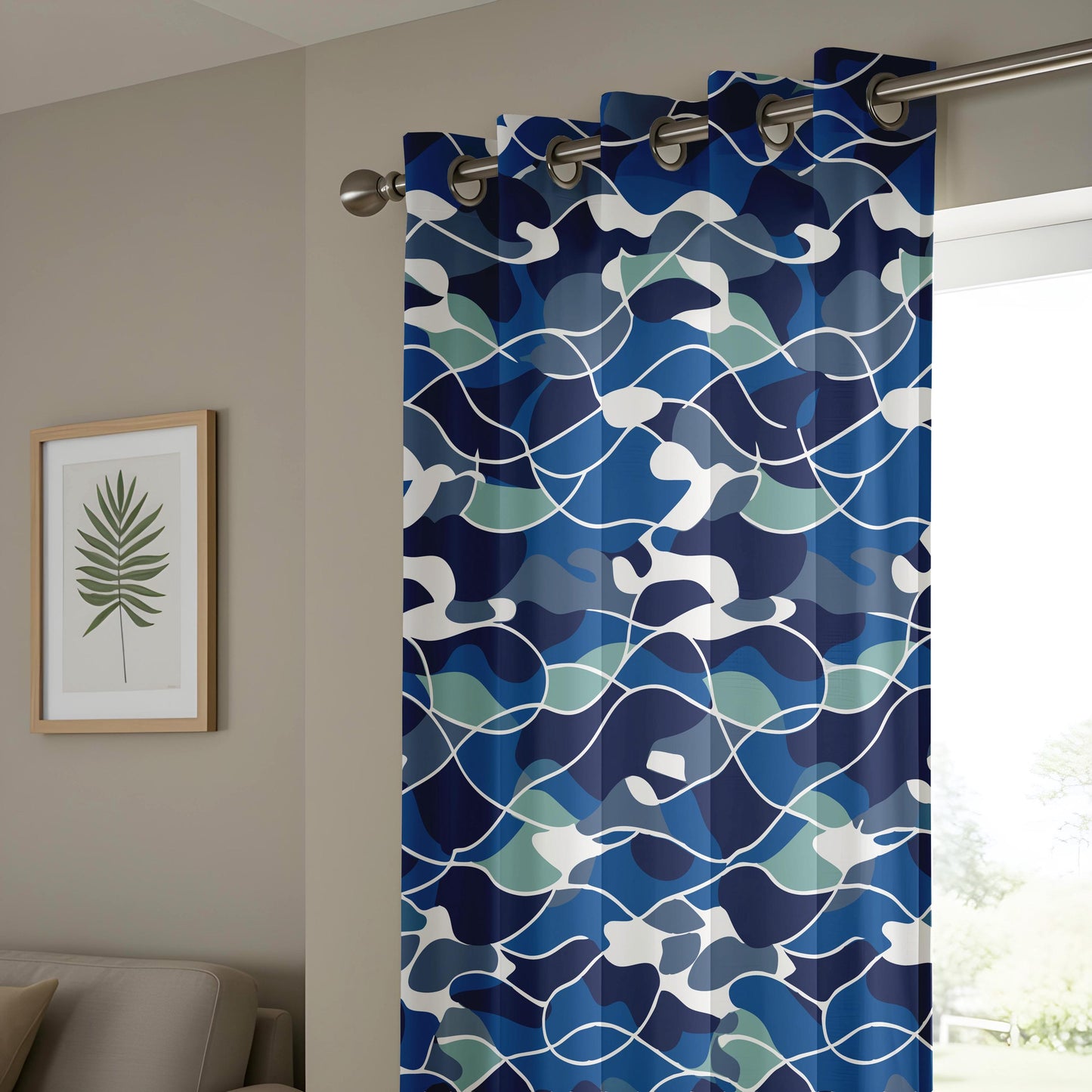 Onay Abstract Ocean Wave Window Curtains – Scandinavian Style