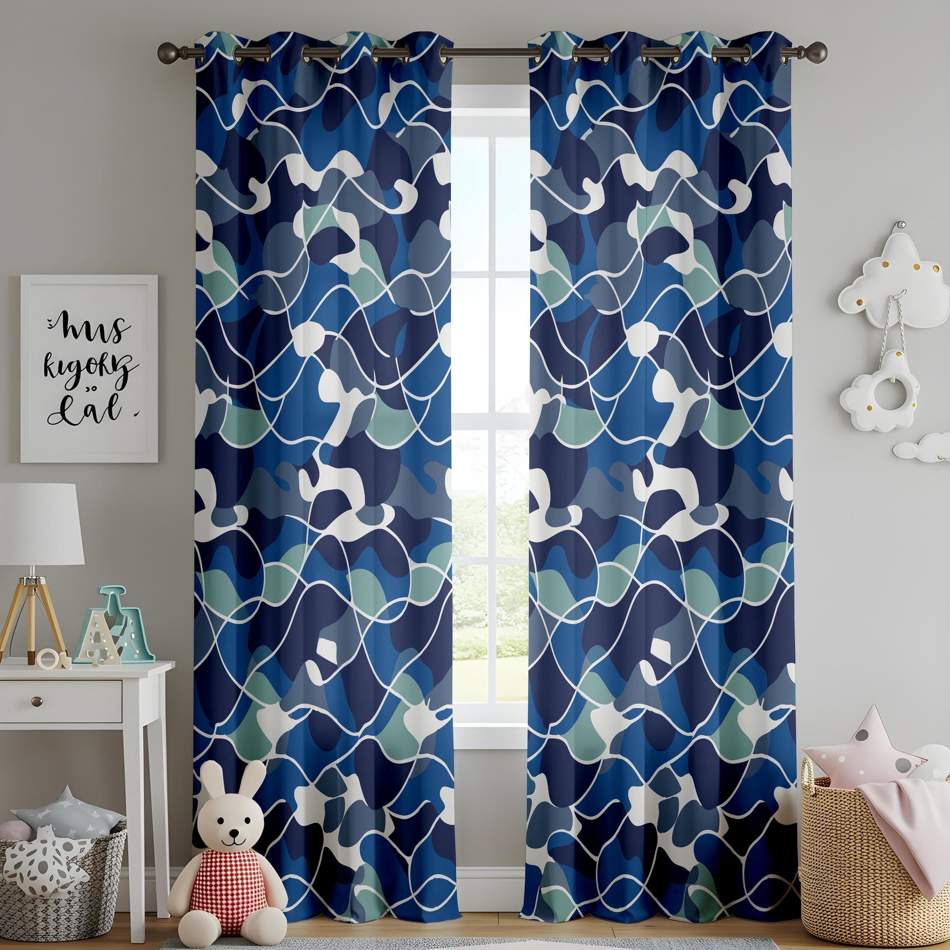 Onay Abstract Ocean Wave Window Curtains – Scandinavian Style