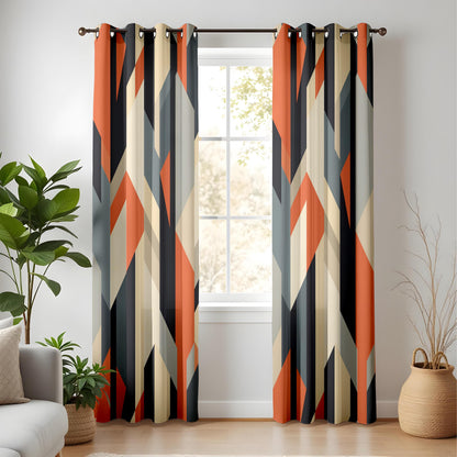 Onay Geometric Color Block Window Curtains – Modern Abstract Drapes