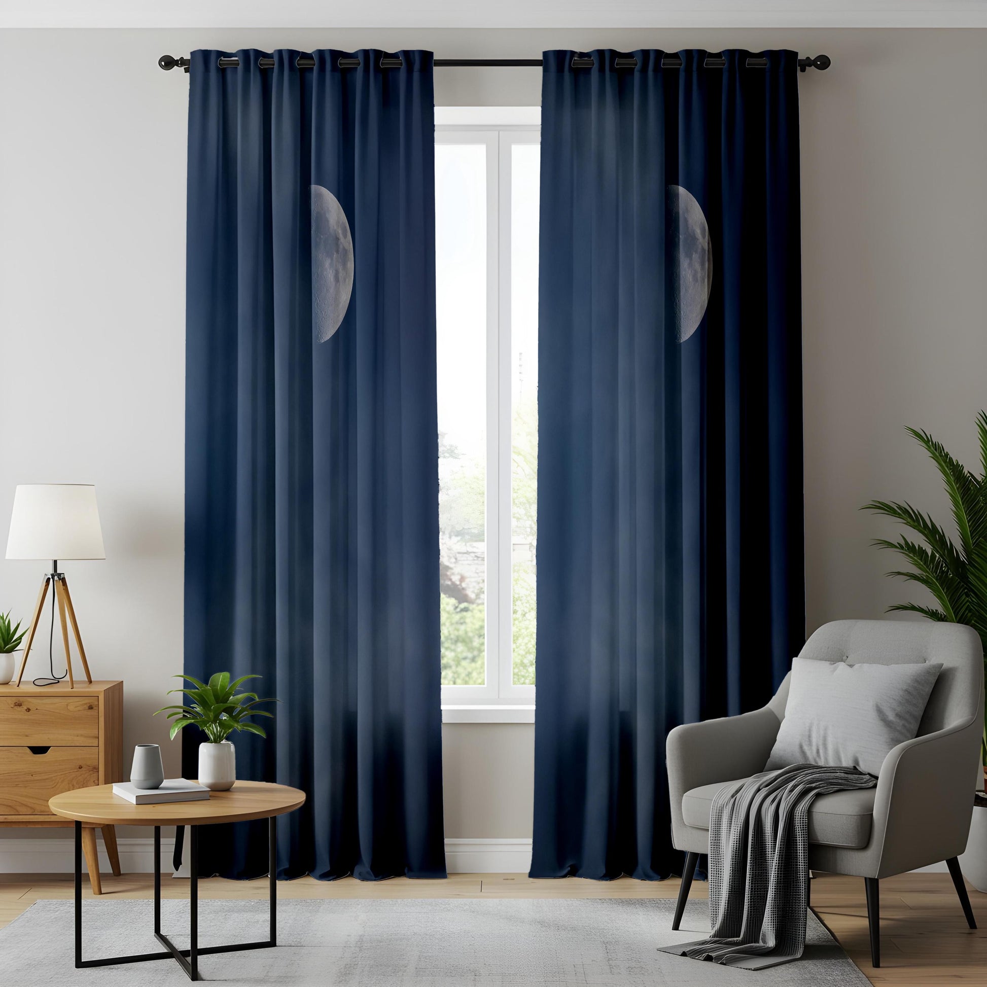 Onay Navy Moon Phase Curtains – Celestial Lunar Drapes