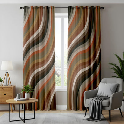Onay Retro Wave Stripe Window Curtains – 70s Inspired Design