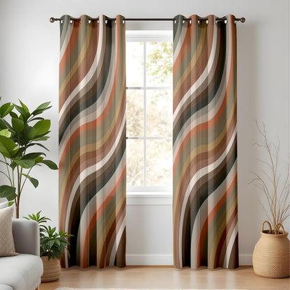 Onay Retro Wave Stripe Window Curtains – 70s Inspired Design