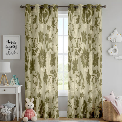 Onay Floral Window Curtains – White Mustard Flower Pattern