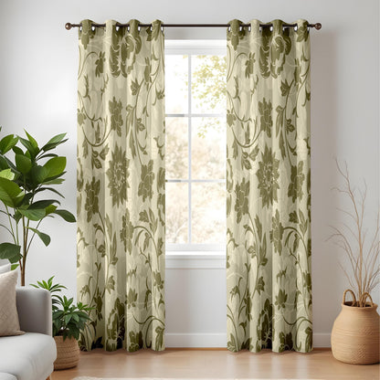 Onay Floral Window Curtains – White Mustard Flower Pattern