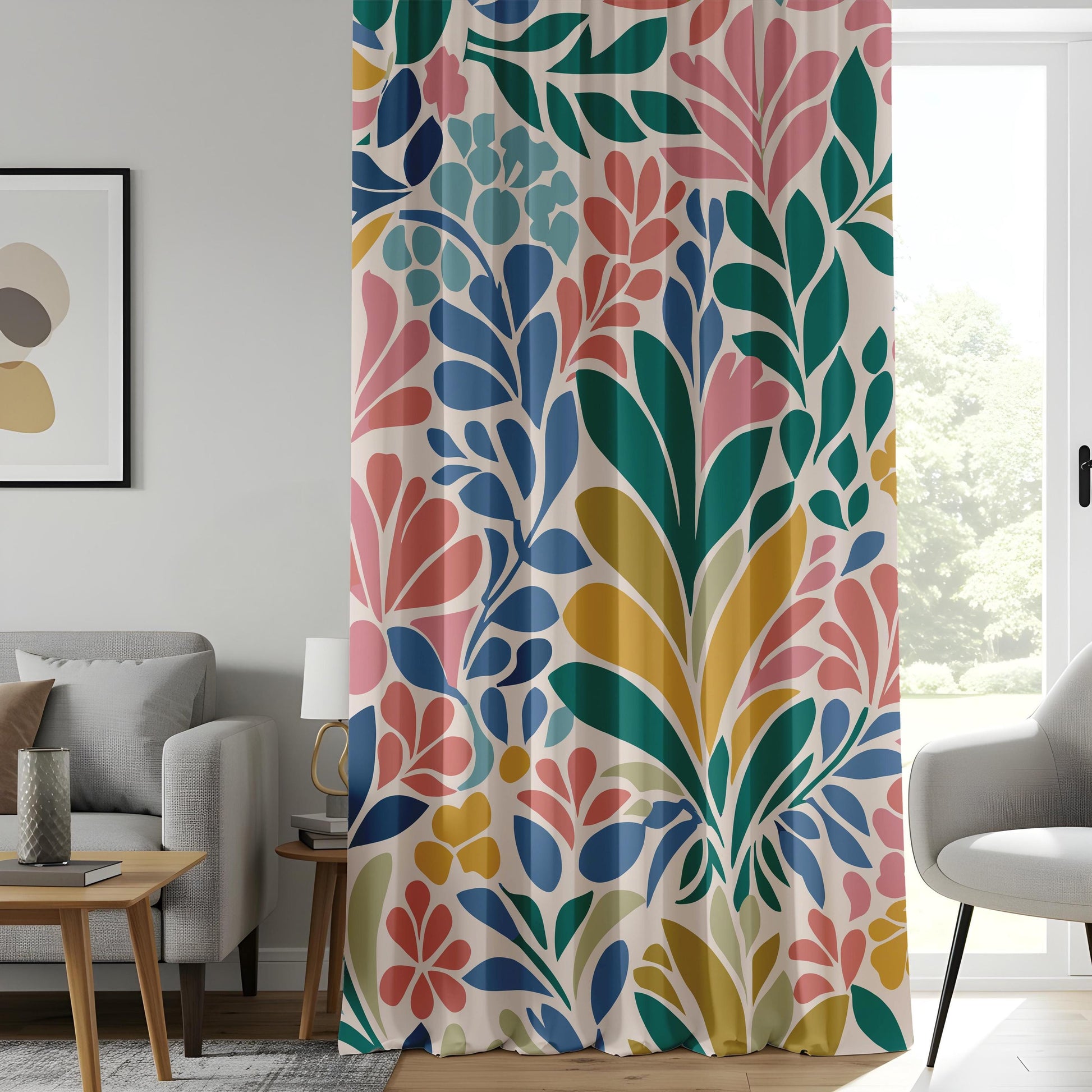 Onay Colorful Leaf and Floral Curtains – Customizable Curtain Panels
