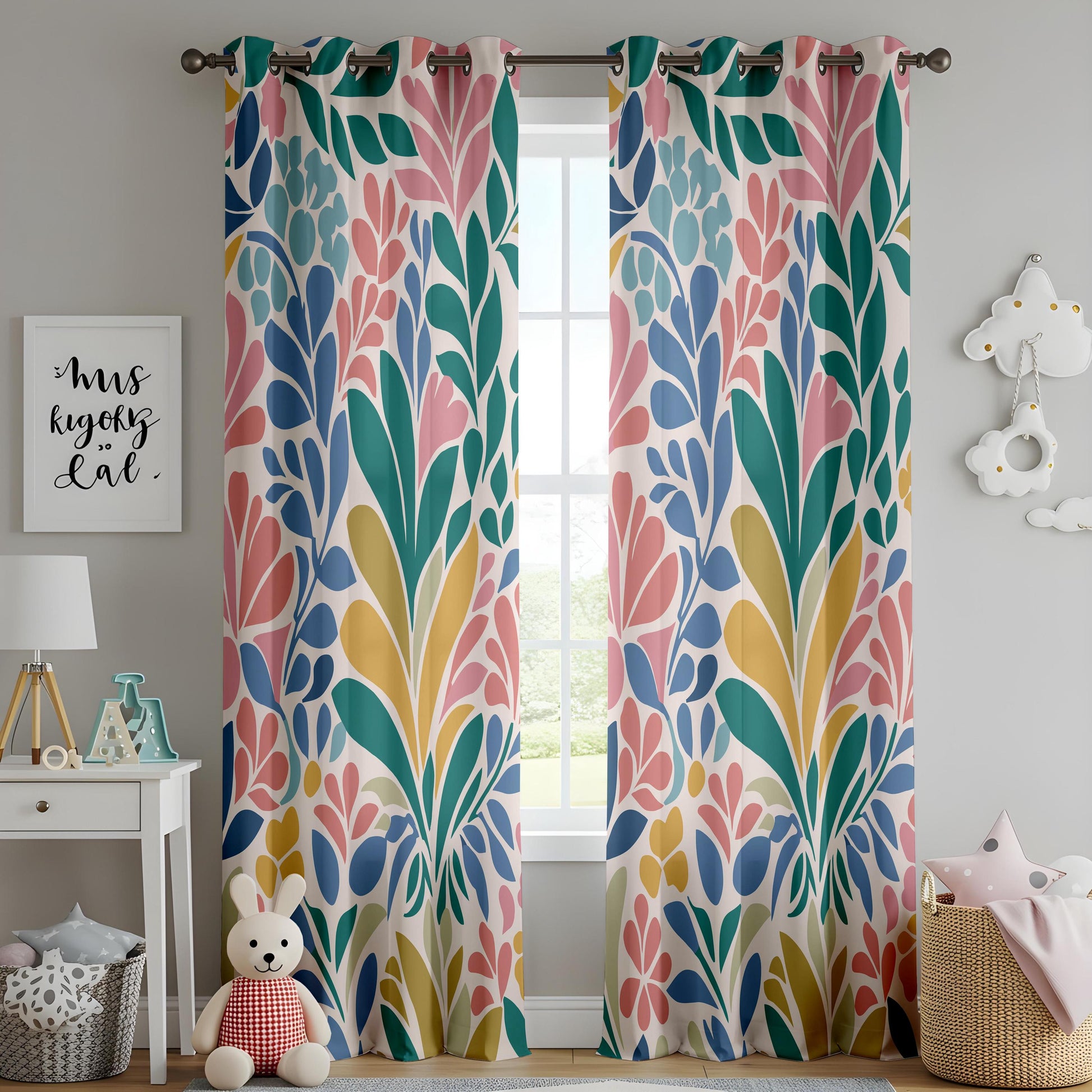 Onay Colorful Leaf and Floral Curtains – Customizable Curtain Panels