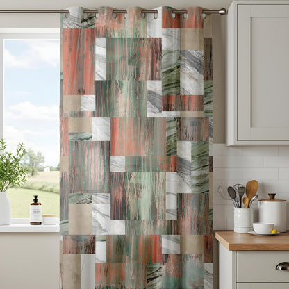 Onay Abstract Marble Patchwork Curtains – Green