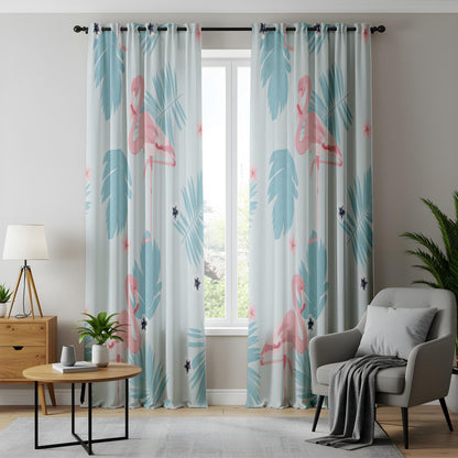 Onay Pastel Flamingo Blackout Window Curtains – Floral Tropical Decor