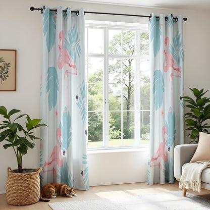 Onay Pastel Flamingo Blackout Window Curtains – Floral Tropical Decor