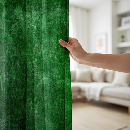 Emerald Green Textured Curtains, Vintage Grunge Window Drapes, Bold Home Decor
