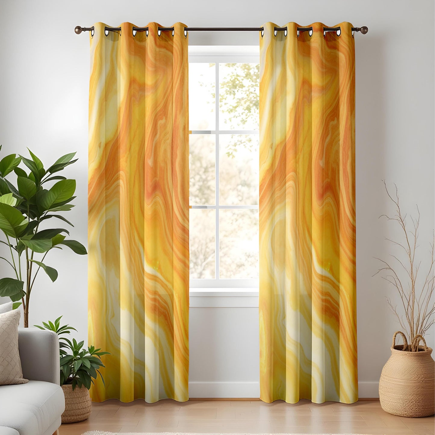 Onay Colorful Abstract Curtains – Watercolor Ebru Pattern Home Drapes