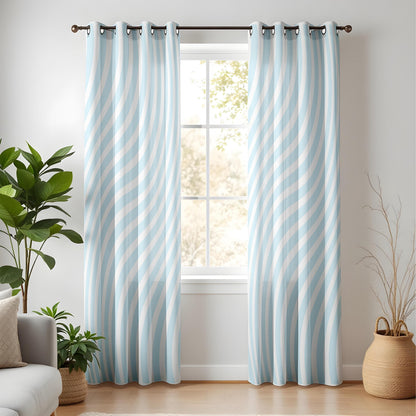 Onay Light Blue Wave Pattern Window Curtains – Coastal Decor