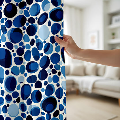 Onay Blue Abstract Curtains – Watercolor Leaf Print Drapes