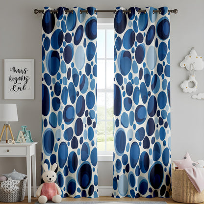 Onay Blue Abstract Curtains – Watercolor Leaf Print Drapes