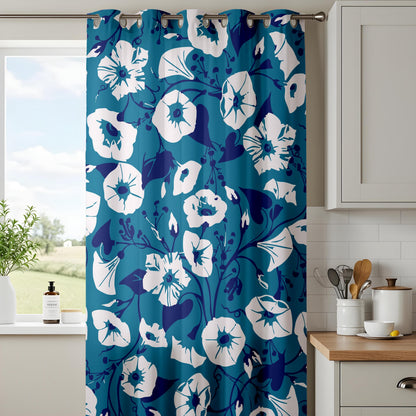 Onay Large Blue Floral Curtains – Modern Botanical Drapes