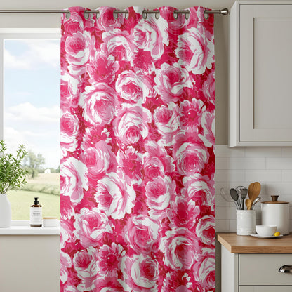 Onay Pink Floral Window Curtains – Bold Romantic Rose Drapes