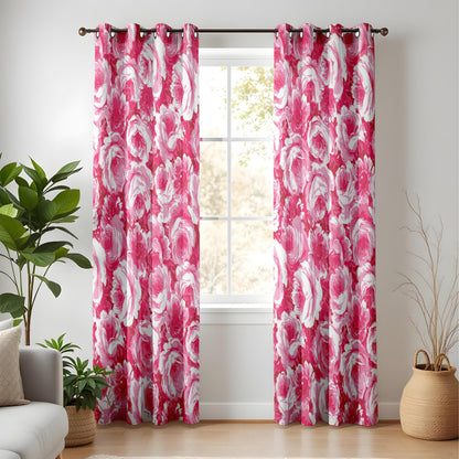 Onay Pink Floral Window Curtains – Bold Romantic Rose Drapes