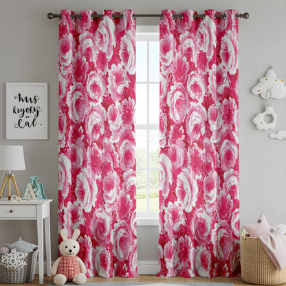 Onay Pink Floral Window Curtains – Bold Romantic Rose Drapes