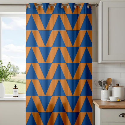 Onay Mustard Blue Triangles Mid Century Modern Curtains