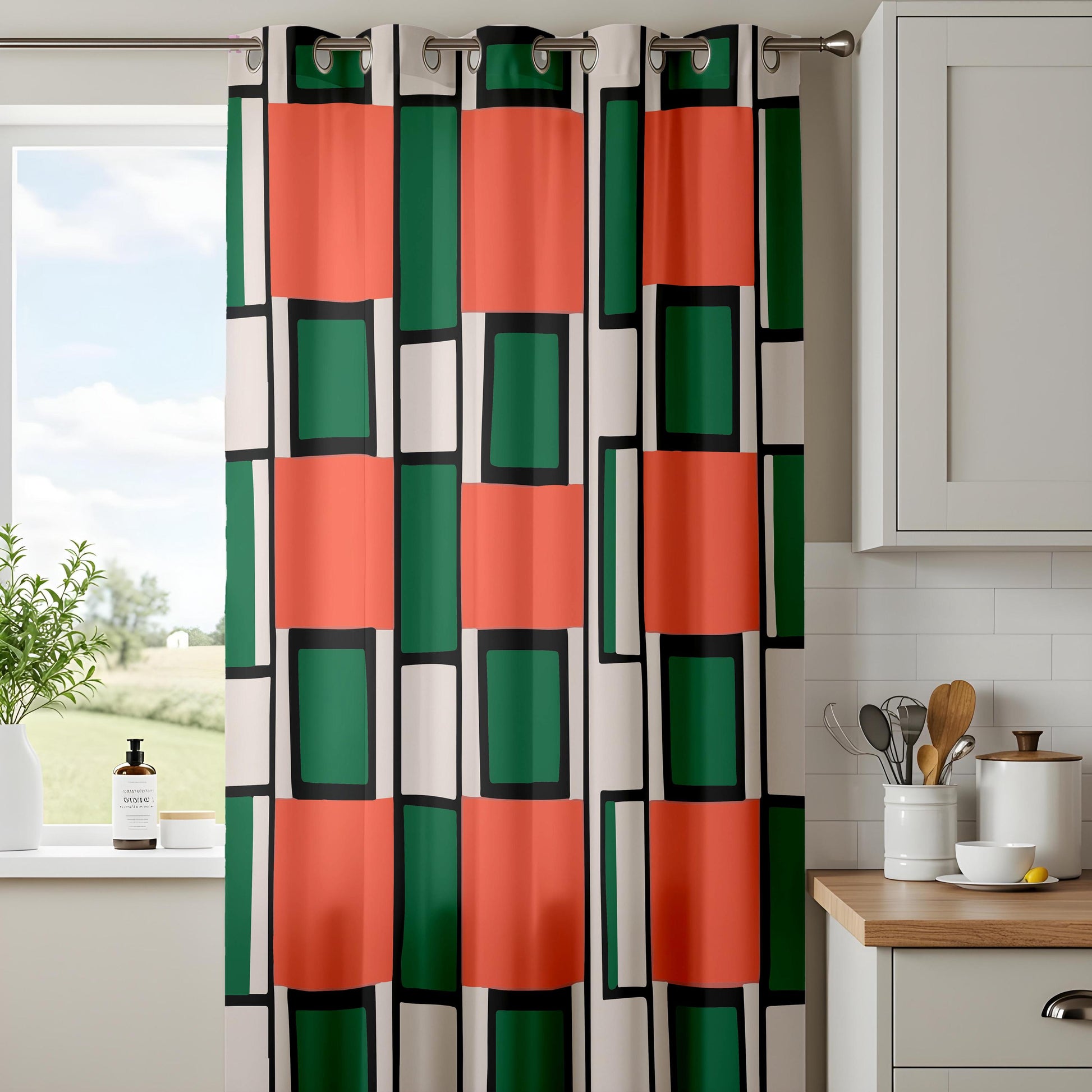 Onay Mid Century Modern Block Curtains – Geometric Drapes