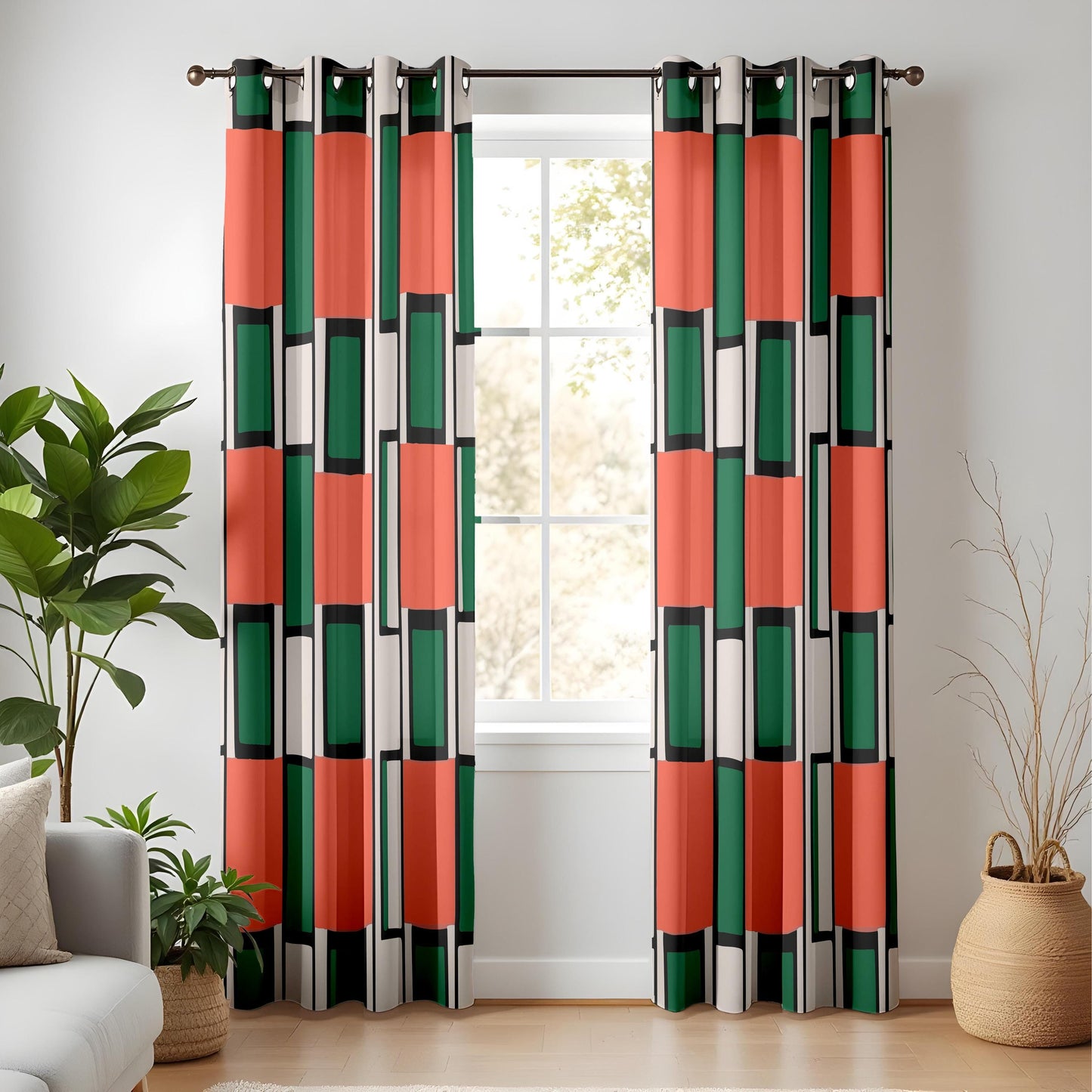 Onay Mid Century Modern Block Curtains – Geometric Drapes