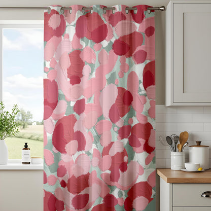 Onay Abstract Brushstroke Curtains – Pink Red Mint Green Artistic Drapes
