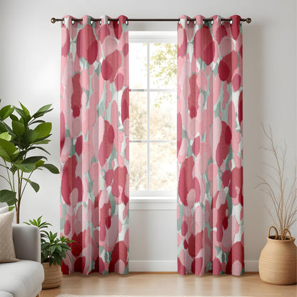 Onay Abstract Brushstroke Curtains – Pink Red Mint Green Artistic Drapes