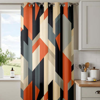 Onay Geometric Color Block Window Curtains – Modern Abstract Drapes