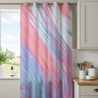 Pastel Abstract Curtains for Living Room, Pink Blue Swirl Window Drapes