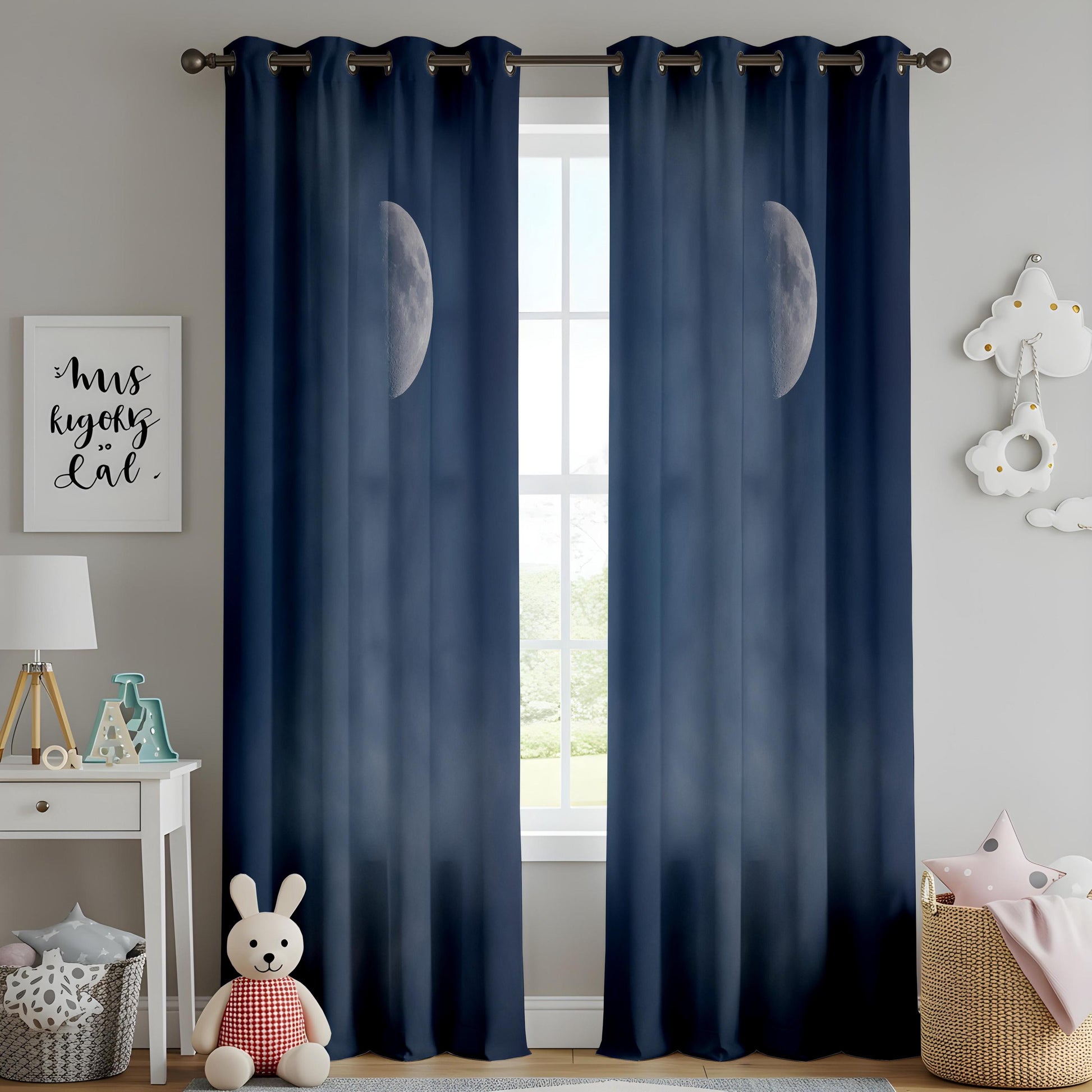 Onay Navy Moon Phase Curtains – Celestial Lunar Drapes