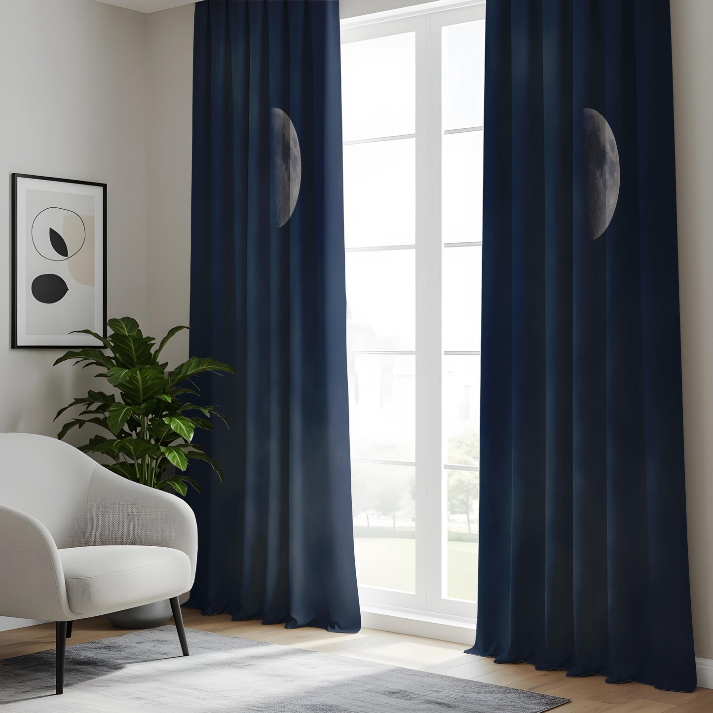 Onay Navy Moon Phase Curtains – Celestial Lunar Drapes