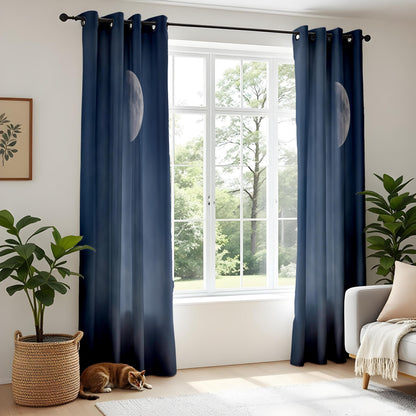 Onay Navy Moon Phase Curtains – Celestial Lunar Drapes