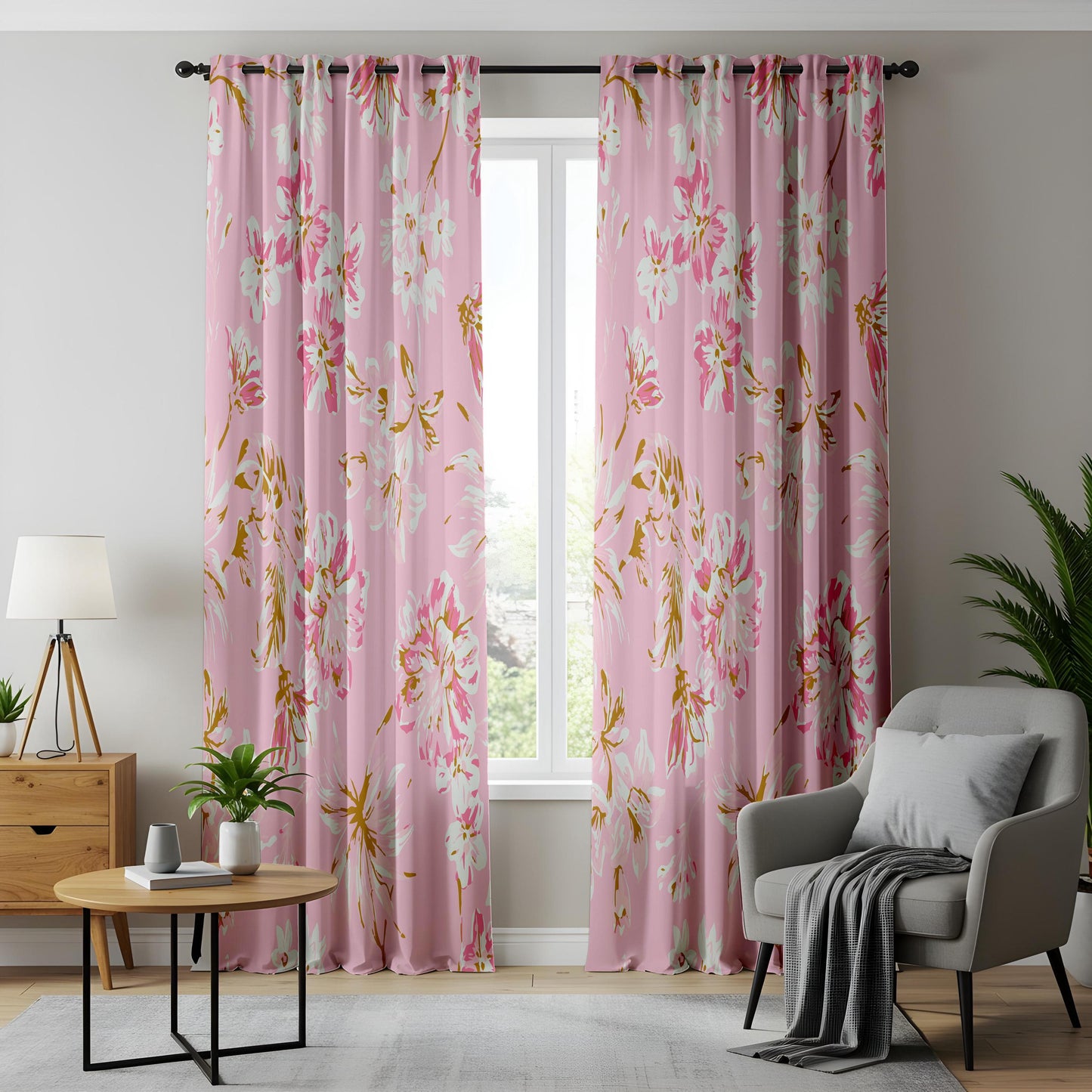 Onay Blush Pink Floral Curtains – Romantic Botanical Drapes