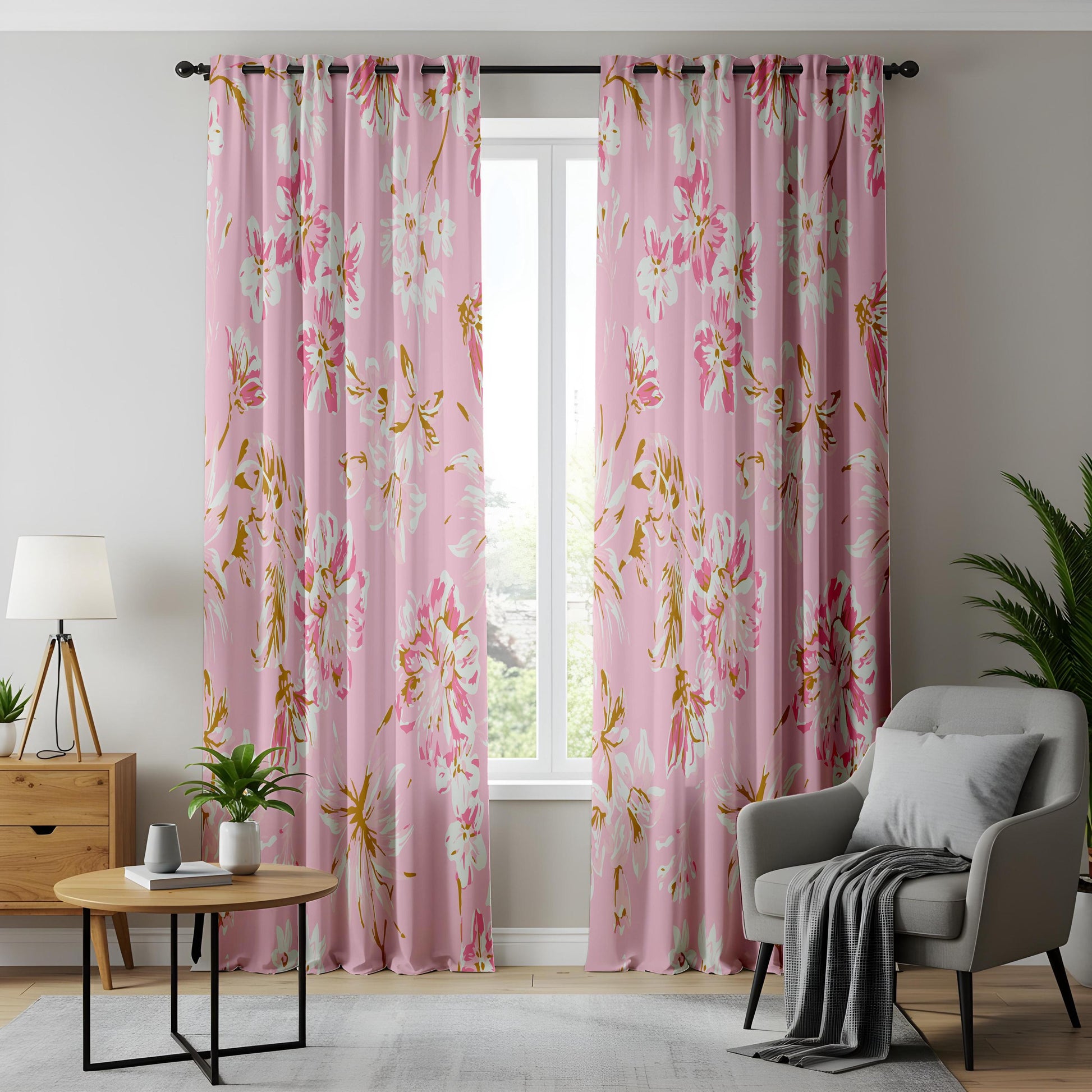 Onay Blush Pink Floral Curtains – Romantic Botanical Drapes