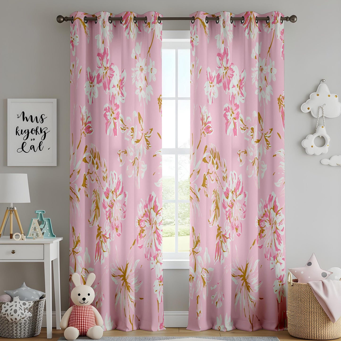 Onay Blush Pink Floral Curtains – Romantic Botanical Drapes