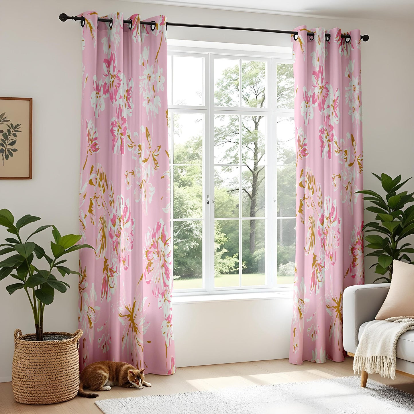 Onay Blush Pink Floral Curtains – Romantic Botanical Drapes