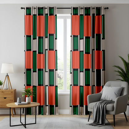Onay Mid Century Modern Block Curtains – Geometric Drapes