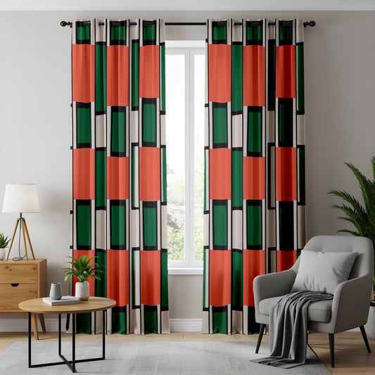 Onay Mid Century Modern Block Curtains – Geometric Drapes