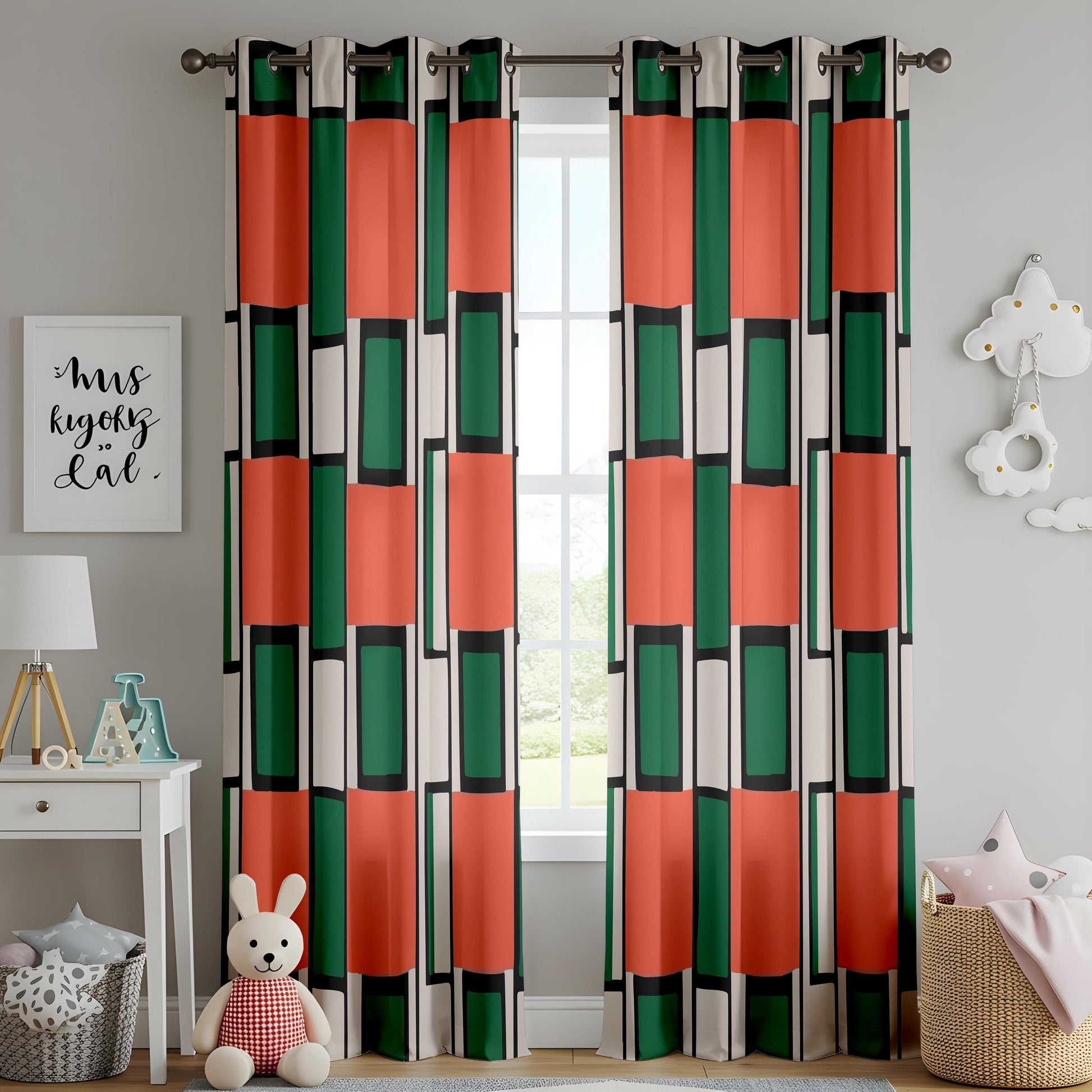 Onay Mid Century Modern Block Curtains – Geometric Drapes