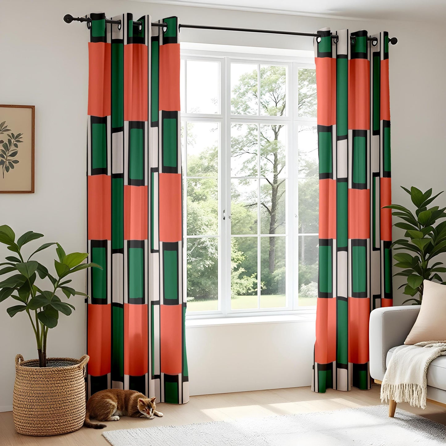 Onay Mid Century Modern Block Curtains – Geometric Drapes