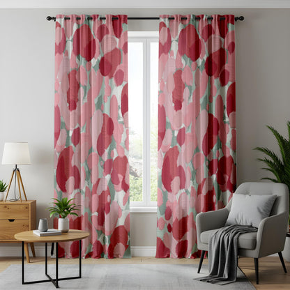 Onay Abstract Brushstroke Curtains – Pink Red Mint Green Artistic Drapes