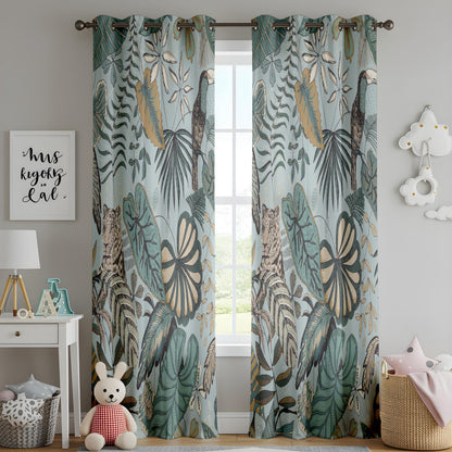 Onay Jungle Safari Curtains – Vintage Leopard Toucan Drapes