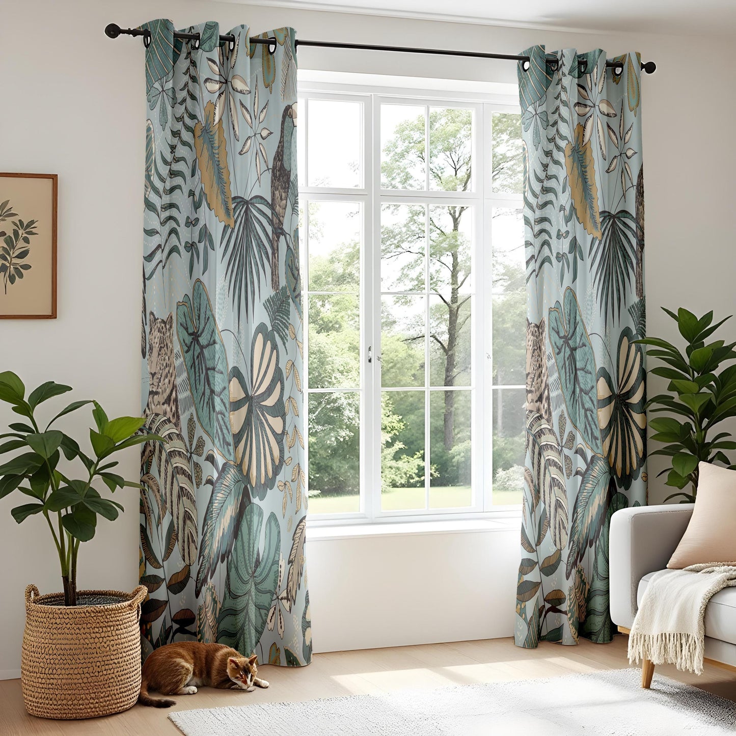 Onay Jungle Safari Curtains – Vintage Leopard Toucan Drapes