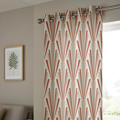Onay Rust Art Deco Curtains – Geometric Sunburst Drapes