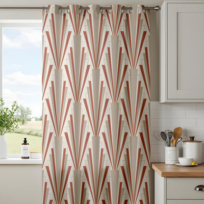 Onay Rust Art Deco Curtains – Geometric Sunburst Drapes