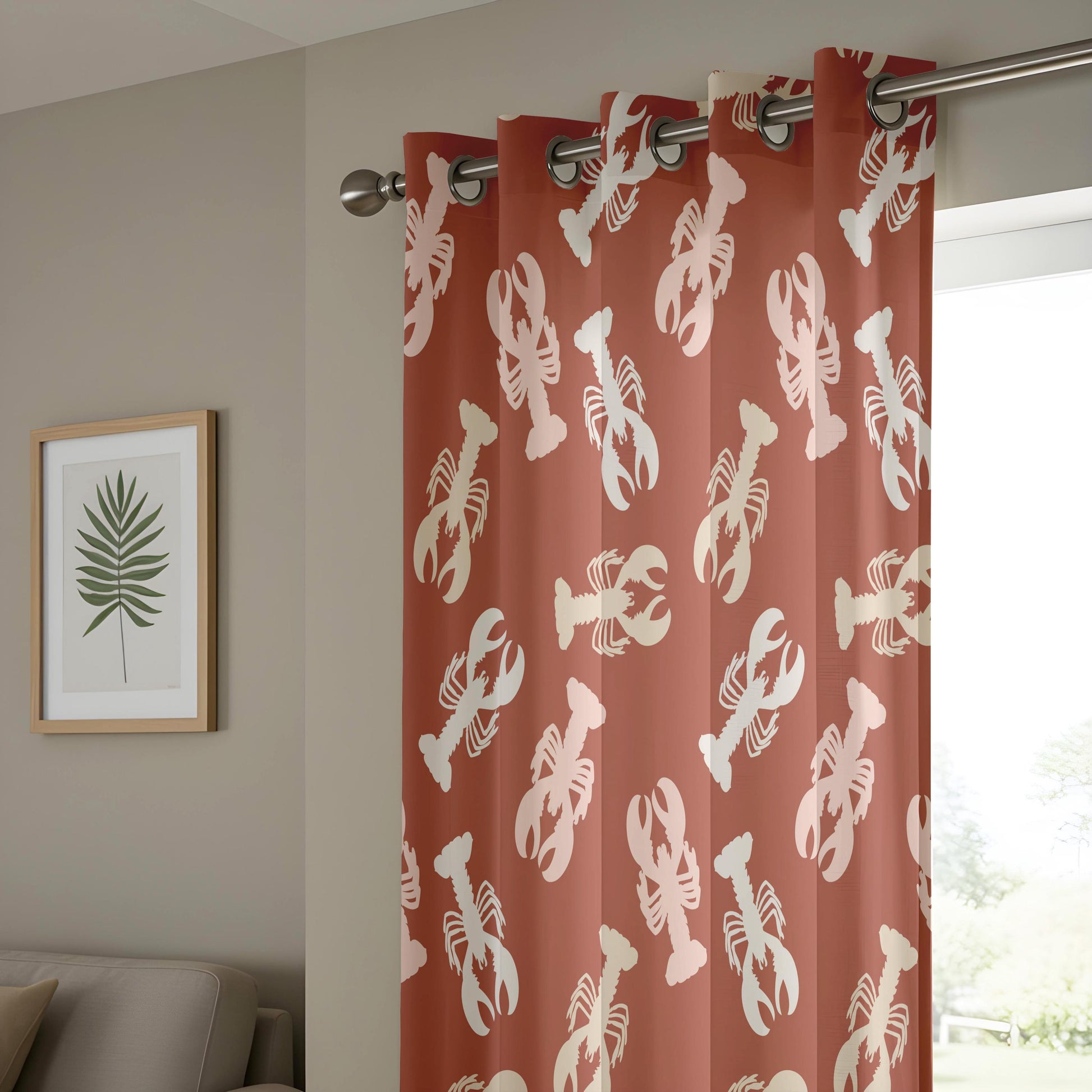 Onay Rust Red Lobster Curtains – Nautical Coastal Drapes