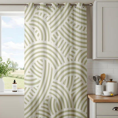 Onay Sage Green Abstract Arch Curtains – Modern Geometric Boho Drapes