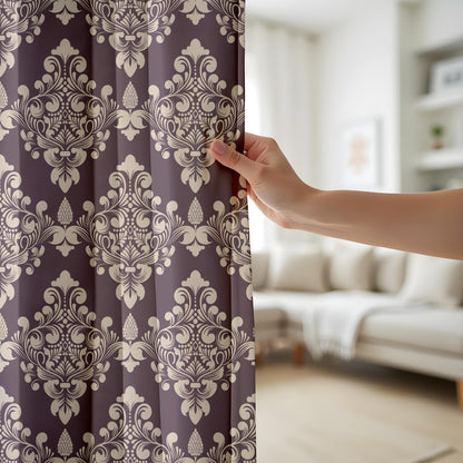 Onay Eggplant Purple Damask Curtains – Vintage Victorian Baroque Drapes