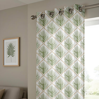 Onay Green Pine Needle Geometric Curtains – Boho Botanical Diamond Drapes