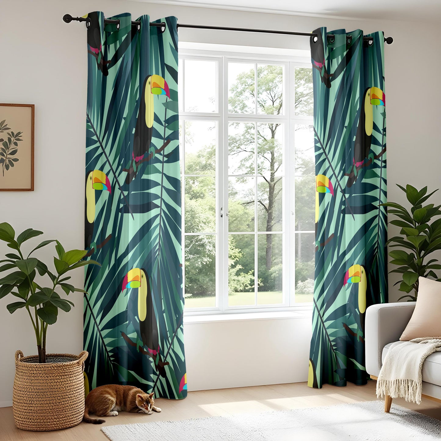 Onay Tropical Toucan Curtains – Jungle Palm Leaf Drapes